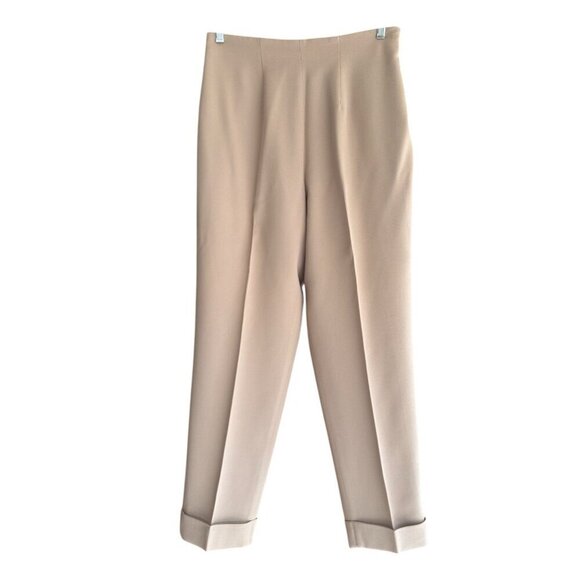 Vintage Embassy Row Pure Wool Tan Lined Cuffed Zipper Closure Pants Women Sz 14 - Picture 1 of 10